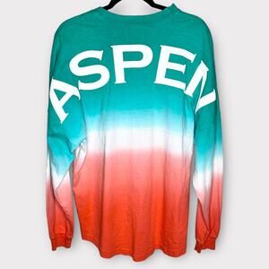 ASPEN orange/teal ombre long sleeve Spirit Jersey Size Medium
